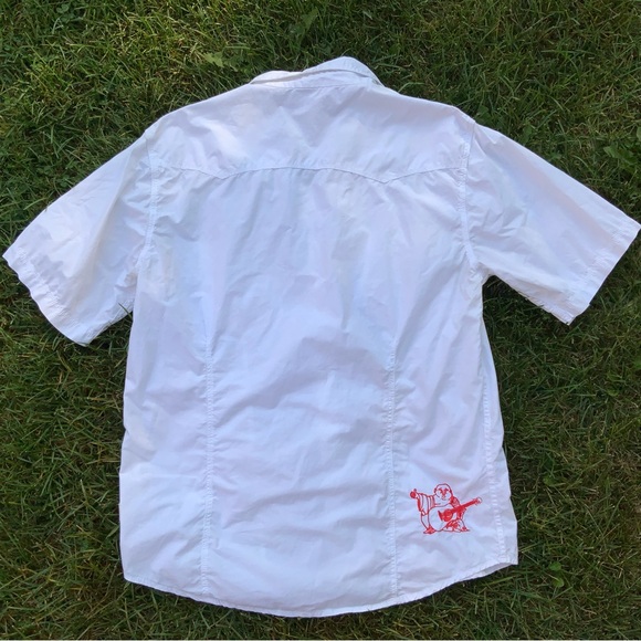 TRUE RELIGION Men's Short Sleeve Big T Western Shirt Optic White Button Up SZ XL - Picture 3 of 16